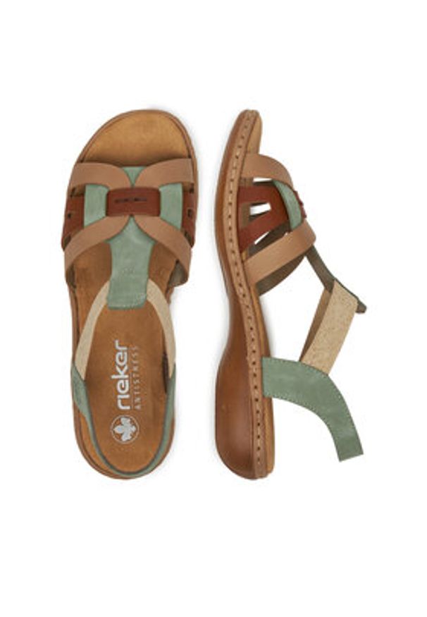 Rieker Sandały 65918-52 Zielony. Kolor: zielony. Materiał: materiał