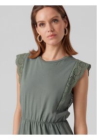 Vero Moda Sukienka codzienna Hollyn 10265206 Zielony Regular Fit. Okazja: na co dzień. Kolor: zielony. Materiał: bawełna. Typ sukienki: proste. Styl: casual