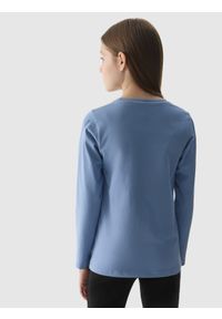 4f - 4F Longsleeve regular gładki dziewczęcy - niebieski 164 (13-14 lat). Okazja: na co dzień. Kolor: niebieski. Materiał: bawełna, jersey, dzianina. Długość rękawa: długi rękaw. Długość: długie. Wzór: gładki. Sezon: lato. Styl: sportowy, casual