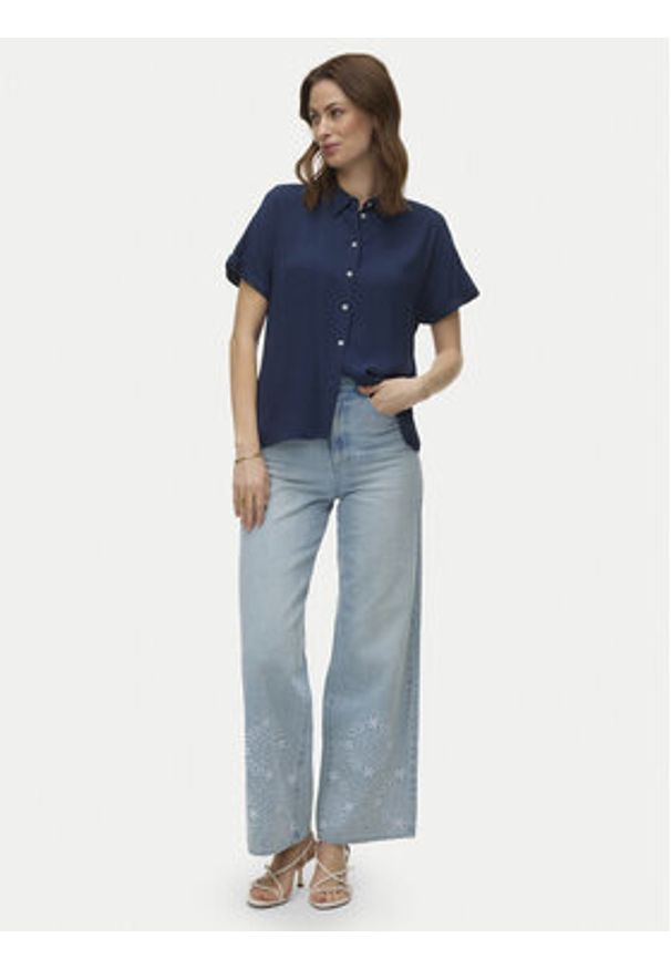 Vero Moda Koszula Alice 10342668 Granatowy Regular Fit. Kolor: niebieski. Materiał: wiskoza
