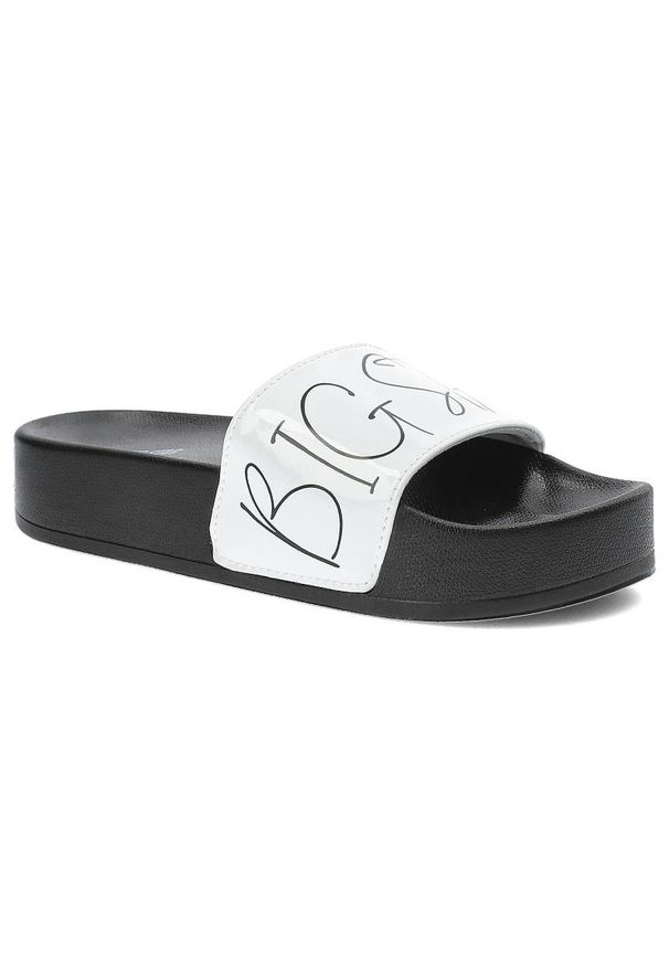 Big-Star - Białe Klapki Big Star Modne Buty Na Lato. Okazja: na plażę. Kolor: biały. Wzór: nadruk. Sezon: lato