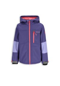 Kurtka turystyczna dziecięca Lemon Explore WL5 wodoodporna softshell. Kolor: niebieski. Materiał: poliester, elastan