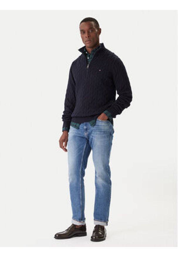 TOMMY HILFIGER - Tommy Hilfiger Sweter Classic MW0MW36532 Granatowy Regular Fit. Kolor: niebieski. Materiał: bawełna