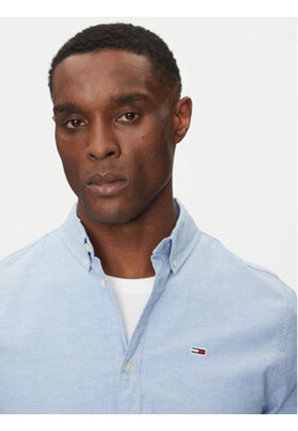 Tommy Jeans Koszula Stretch Oxford DM0DM09594 Błękitny Slim Fit. Kolor: niebieski. Materiał: bawełna