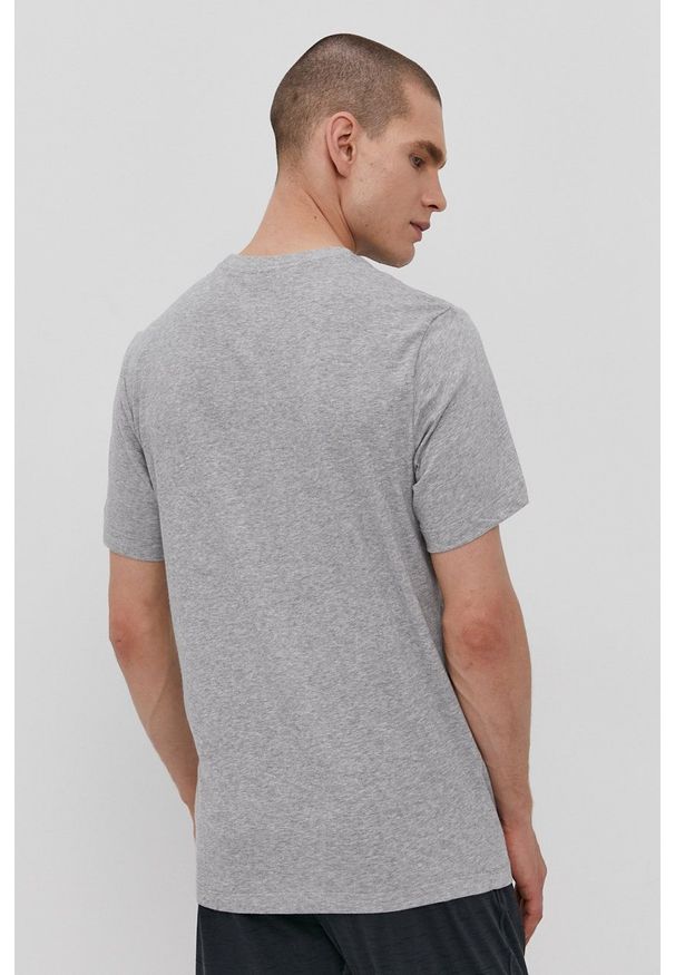 Nike - T-shirt. Okazja: na co dzień. Kolor: szary. Materiał: włókno, skóra, tkanina. Wzór: nadruk. Styl: casual