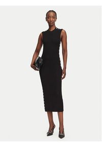 Karl Lagerfeld - KARL LAGERFELD Sukienka codzienna B3W13041 Czarny Slim Fit. Okazja: na co dzień. Typ kołnierza: dekolt w karo. Kolor: czarny. Materiał: wiskoza. Typ sukienki: proste. Styl: casual #2