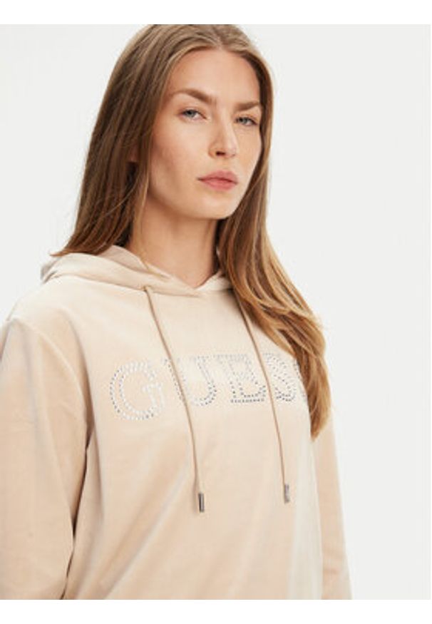 Guess Bluza V4RQ25 K0232 Beżowy Regular Fit. Kolor: beżowy. Materiał: syntetyk