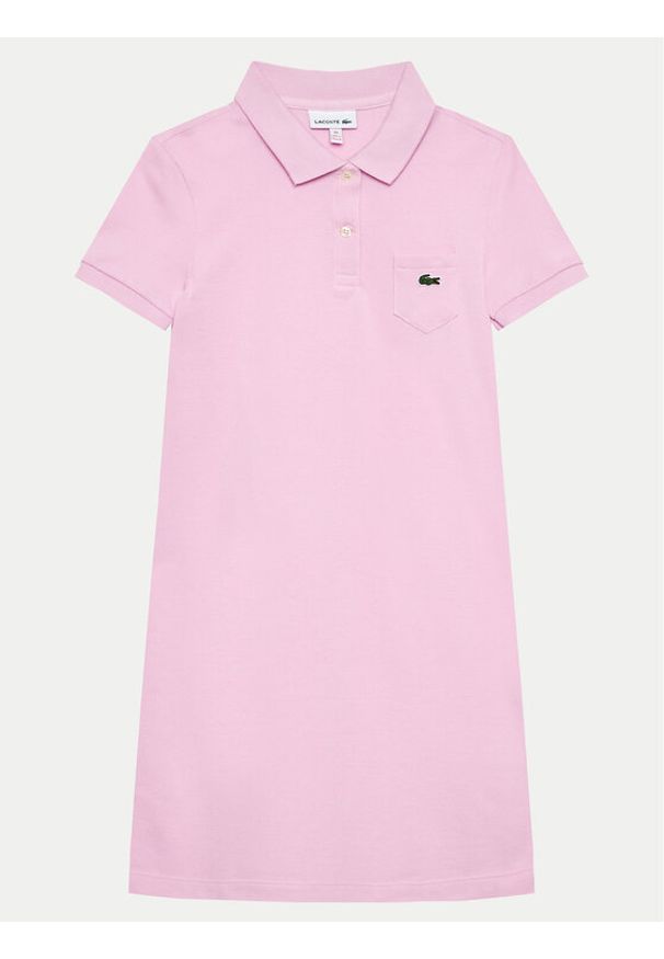 Lacoste Sukienka codzienna EJ2816 Różowy Regular Fit. Okazja: na co dzień. Kolor: różowy. Materiał: bawełna. Typ sukienki: proste. Styl: casual