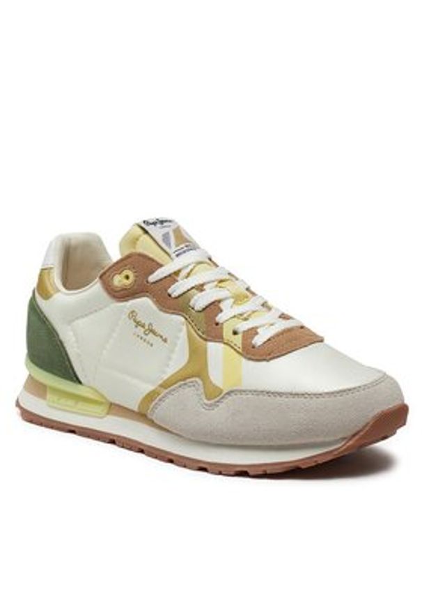 Pepe Jeans Sneakersy Brit Print W PLS40010 Biały. Kolor: biały. Materiał: skóra. Wzór: nadruk