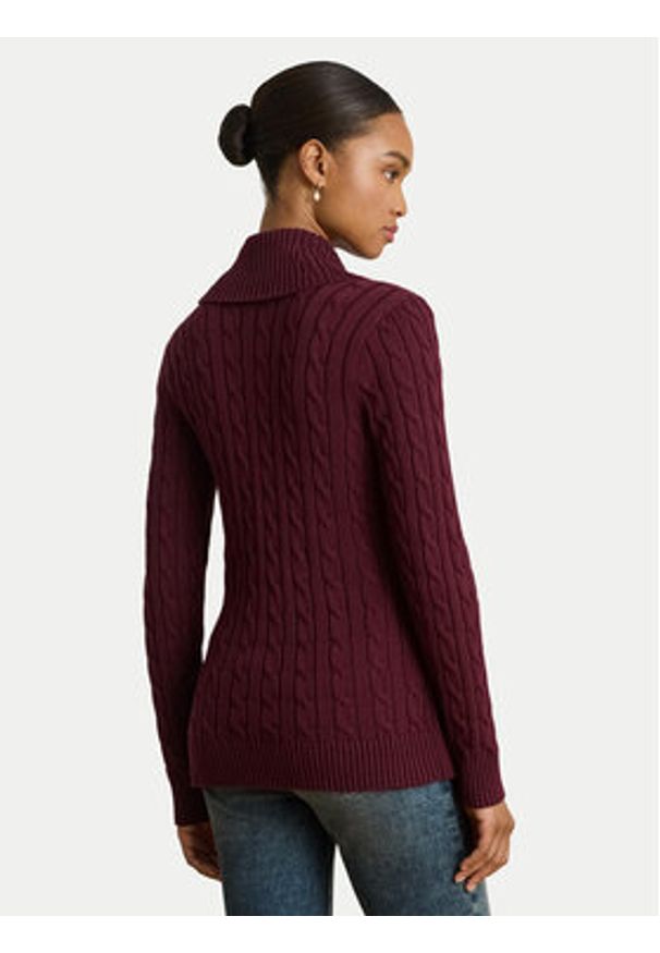 Lauren Ralph Lauren - LAUREN RALPH LAUREN Sweter 200808258027 Bordowy Relaxed Fit. Kolor: czerwony. Materiał: bawełna