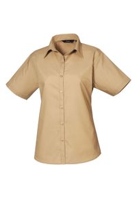 PREMIER - Bluzka Damska Z Krótkim Rękawem Z Popeliny. Kolor: zielony. Długość rękawa: krótki rękaw. Długość: krótkie #1