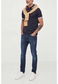 Guess - GUESS Granatowe męskie polo Pique, Rozmiar XXL. Typ kołnierza: polo. Kolor: niebieski #6