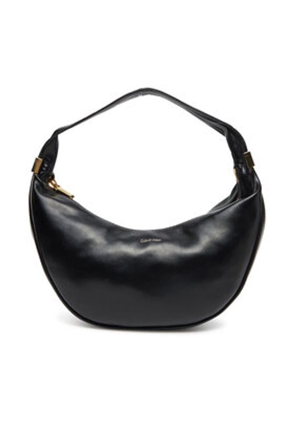 Calvin Klein Torebka Pinched Soft Crescent Sm LV04F3010G Czarny. Kolor: czarny. Materiał: skórzane