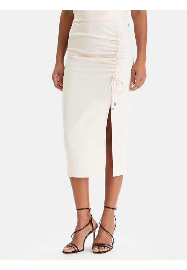 Patrizia Pepe Spódnica midi 8G0530/A701-W409 Écru Regular Fit. Kolor: kremowy. Materiał: syntetyk. Długość: midi