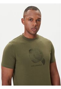 Karl Lagerfeld - KARL LAGERFELD T-Shirt 755032 554221 Zielony Regular Fit. Typ kołnierza: dekolt w karo. Kolor: zielony. Materiał: bawełna #3
