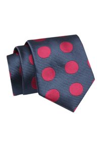Alties - Krawat - ALTIES - Granat z Czerwonymi Grochami. Kolor: niebieski, wielokolorowy, czerwony. Materiał: tkanina. Wzór: grochy. Styl: elegancki, wizytowy