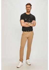Calvin Klein Spodnie męskie kolor beżowy proste. Kolor: beżowy. Materiał: materiał. Wzór: gładki #4