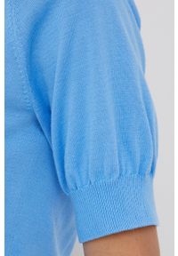 TOMMY HILFIGER - Tommy Hilfiger sweter bawełniany damski lekki. Kolor: niebieski. Materiał: bawełna. Długość rękawa: raglanowy rękaw. Wzór: gładki #4
