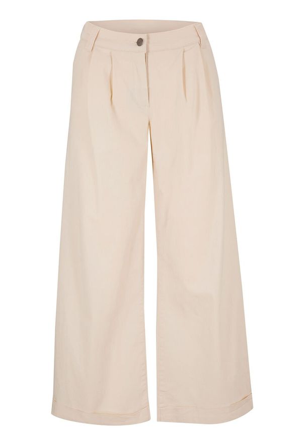 Spodnie culotte z tkaniny, w długości 7/8 bonprix beżowo-szary. Kolor: szary. Materiał: tkanina