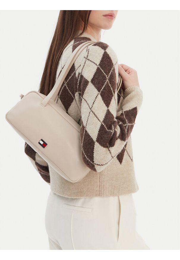 Tommy Jeans Torebka Tjw City Shoulder Bag AW0AW18075 Kremowy. Kolor: kremowy. Materiał: skórzane