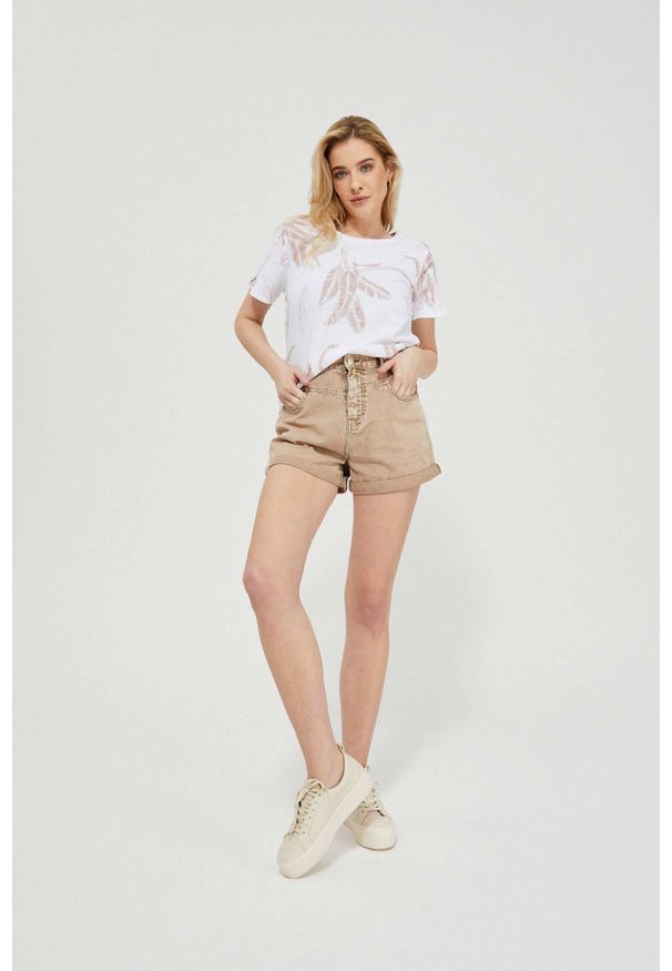 MOODO - Szorty jeansowe high waist. Stan: podwyższony. Materiał: jeans. Wzór: gładki