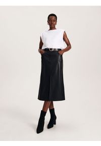 Reserved - Spódnica z imitacji skóry - czarny. Kolor: czarny. Materiał: skóra #1