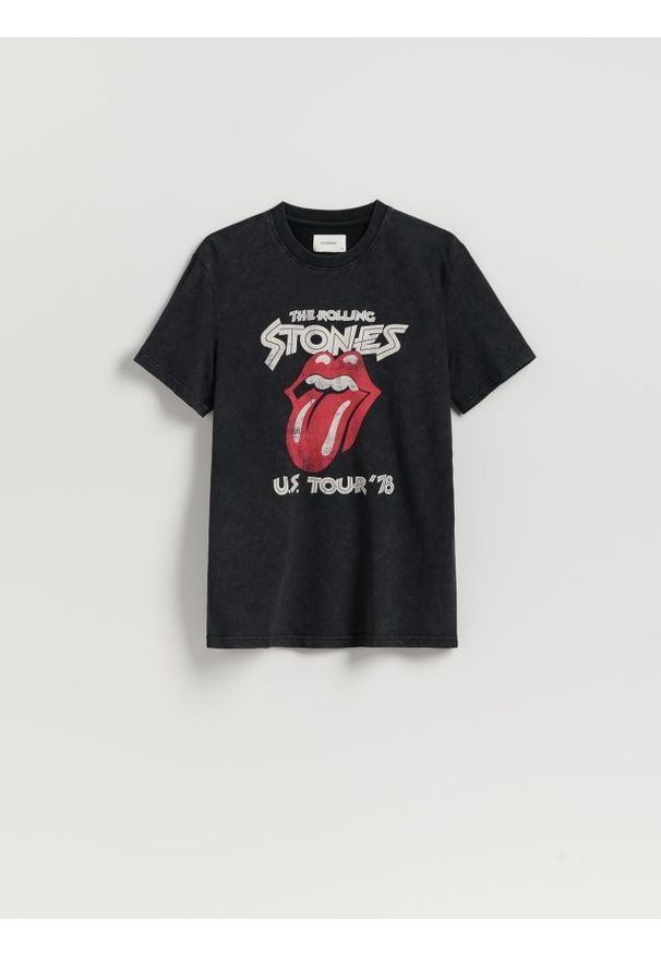 Reserved - T-shirt ROLLING STONES - czarny. Kolor: czarny. Materiał: bawełna, dzianina
