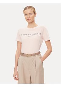 TOMMY HILFIGER - Tommy Hilfiger T-Shirt Logo WW0WW40276 Różowy Regular Fit. Kolor: różowy. Materiał: bawełna #1