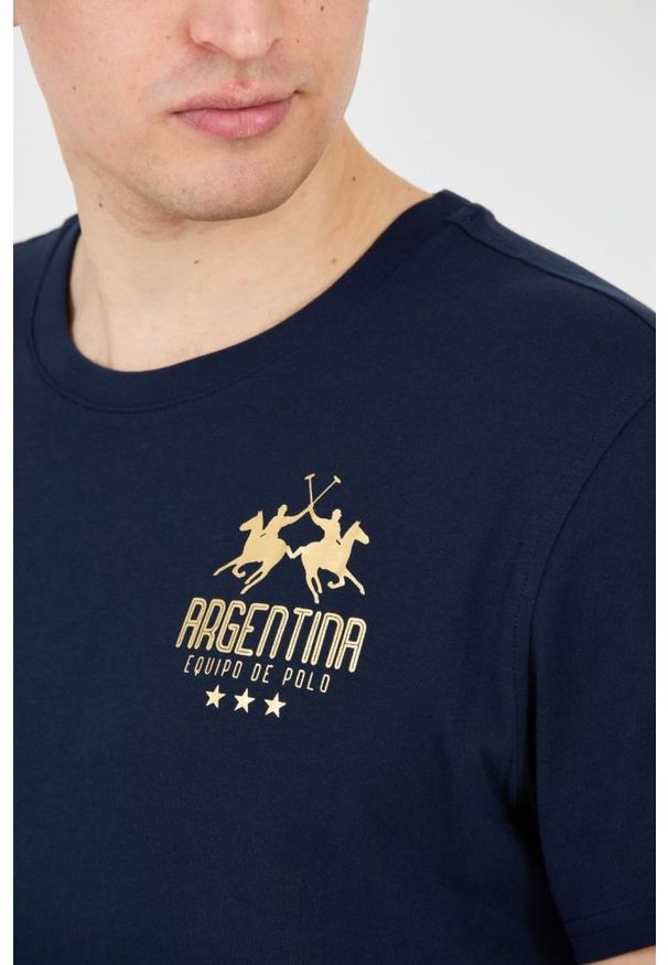 La Martina - LA MARTINA Granatowy męski t-shirt Jersey, Rozmiar 3XL. Kolor: niebieski. Materiał: jersey