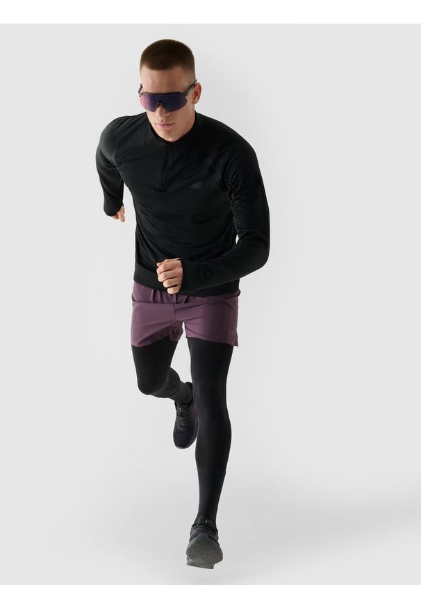 4f - 4F Bluza do biegania szybkoschnąca męska - szara XL. Typ kołnierza: bez kaptura, kołnierzyk stójkowy. Kolor: szary. Materiał: syntetyk, włókno, dzianina, materiał, elastan. Długość rękawa: raglanowy rękaw. Długość: krótkie. Wzór: jednolity. Styl: klasyczny, sportowy. Sport: bieganie, fitness