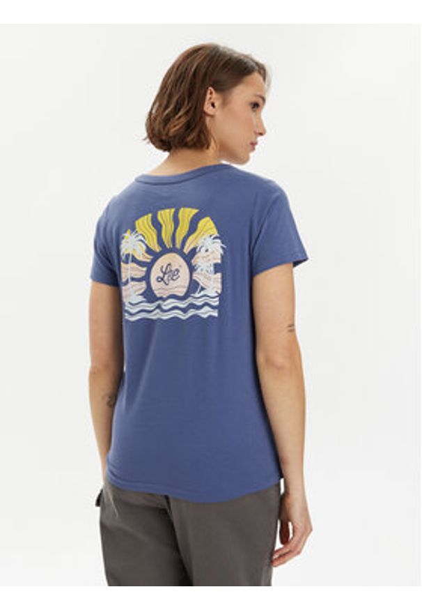 Lee T-Shirt 112350225 Granatowy Slim Fit. Kolor: niebieski. Materiał: bawełna