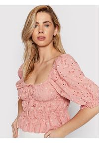 Guess Bluzka Lulu W2GH39 WEIV0 Różowy Slim Fit. Kolor: różowy. Materiał: bawełna