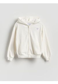 Reserved - Luźna bluza z kapturem - złamana biel. Typ kołnierza: kaptur. Materiał: dzianina, bawełna #1