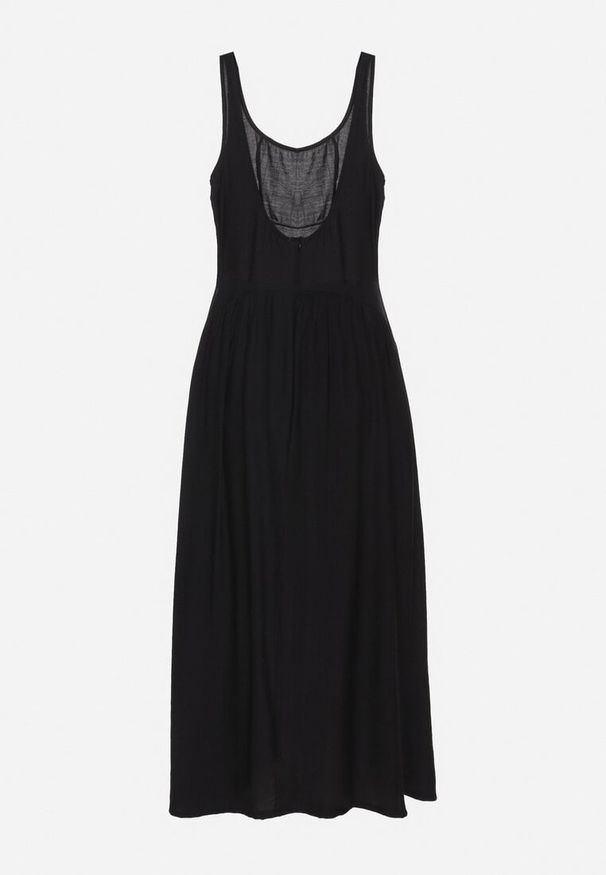 Born2be - Czarna Wiskozowa Sukienka o Rozkloszowanym Kroju Milareina. Okazja: na co dzień. Kolor: czarny. Materiał: wiskoza. Długość rękawa: długi rękaw. Wzór: aplikacja. Typ sukienki: rozkloszowane. Styl: casual, elegancki