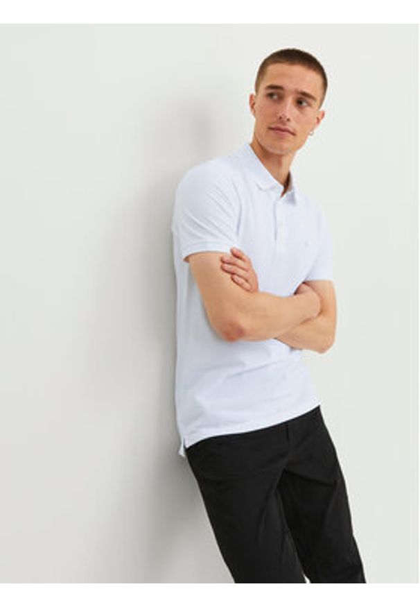 Jack & Jones - Jack&Jones Polo Paulos 12136668 Biały Slim Fit. Typ kołnierza: polo. Kolor: biały. Materiał: bawełna