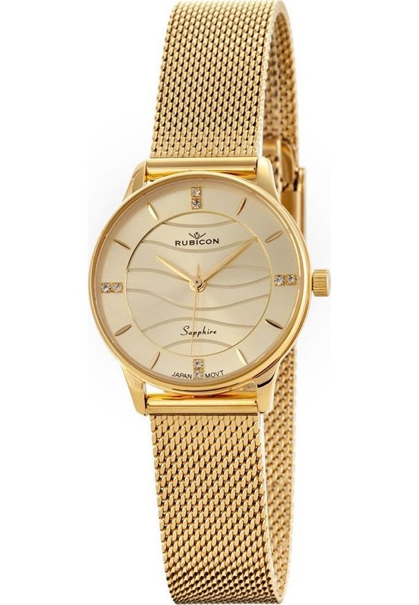 Zegarek Rubicon Zegarek damski Rubicon RBN139 CYRKONIE złoty. Kolor: złoty