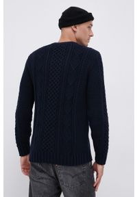 !SOLID - Solid Sweter bawełniany męski kolor granatowy. Okazja: na co dzień. Kolor: niebieski. Materiał: bawełna. Wzór: ze splotem. Styl: casual #2