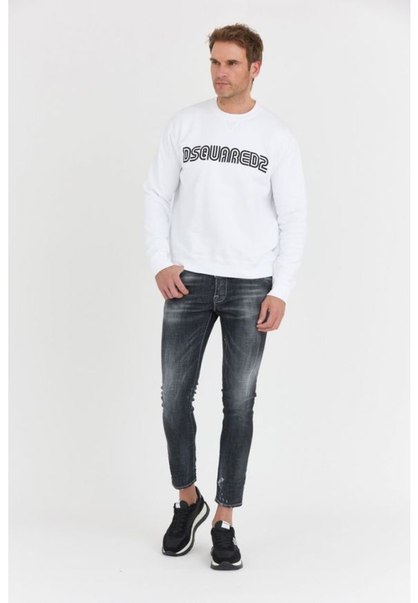DSQUARED2 Biała bluza męska z logo outline. Kolor: biały