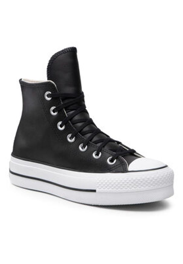 Converse Trampki Chuck Taylor All Star Lift Clean Hi 561675C Czarny. Kolor: czarny. Materiał: skóra