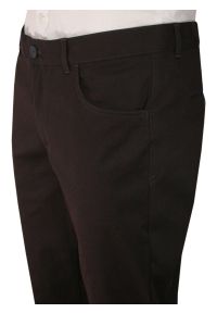 Casino - Brązowe Eleganckie Męskie Spodnie Slim, Elastyczne, Bawełniane -CASINO- Zwężane. Okazja: na co dzień. Kolor: beżowy, brązowy, wielokolorowy. Materiał: bawełna. Styl: elegancki #2