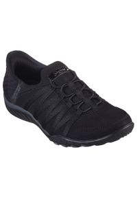 skechers - Damskie BREATHE-EASY ROLL-WITH-ME Slip-On Czarny. Zapięcie: bez zapięcia. Kolor: czarny. Materiał: guma, materiał, poliester. Szerokość cholewki: normalna