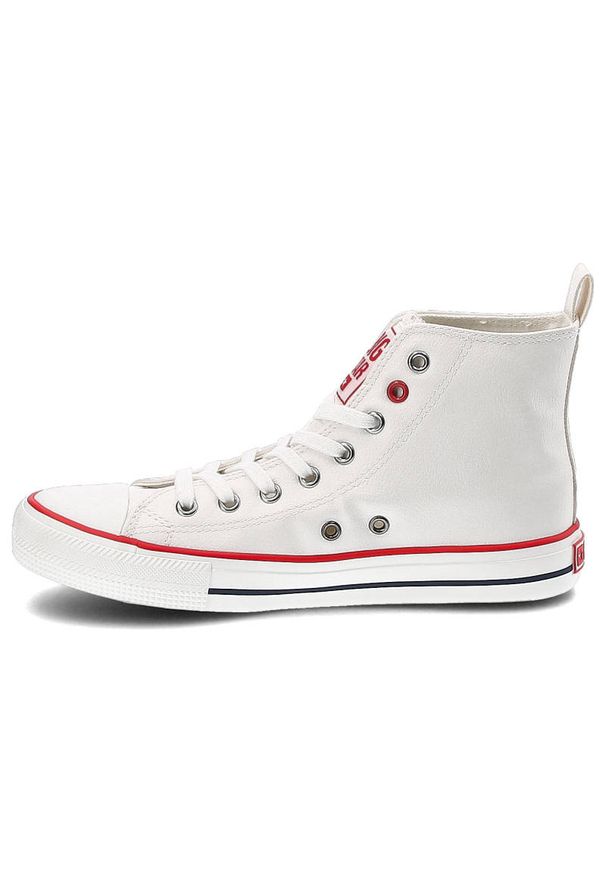 Big-Star - Białe Trampki Big Star Damskie Modne Półbuty. Wysokość cholewki: przed kolano. Zapięcie: pasek. Kolor: biały. Materiał: guma, jeans. Szerokość cholewki: normalna. Styl: klasyczny, sportowy