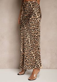 Renee - Panterkowa Spódnica z Wiskozą o Prostym Fasonie z Gumką w Pasie Tolairia. Okazja: na co dzień. Materiał: wiskoza. Styl: elegancki, casual #4