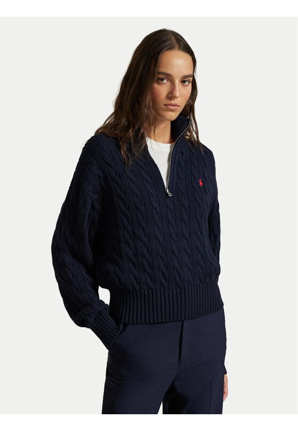 Polo Ralph Lauren Sweter 211963467002 Granatowy Relaxed Fit. Typ kołnierza: polo. Kolor: niebieski. Materiał: bawełna