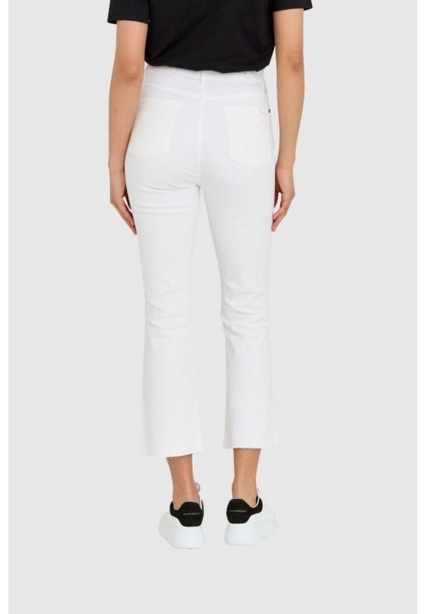 7 FOR ALL MANKIND Białe jeansy damskie z poszerzoną surowo zakończoną nogawką HW Slim Kick, Rozmiar 26. Kolor: biały