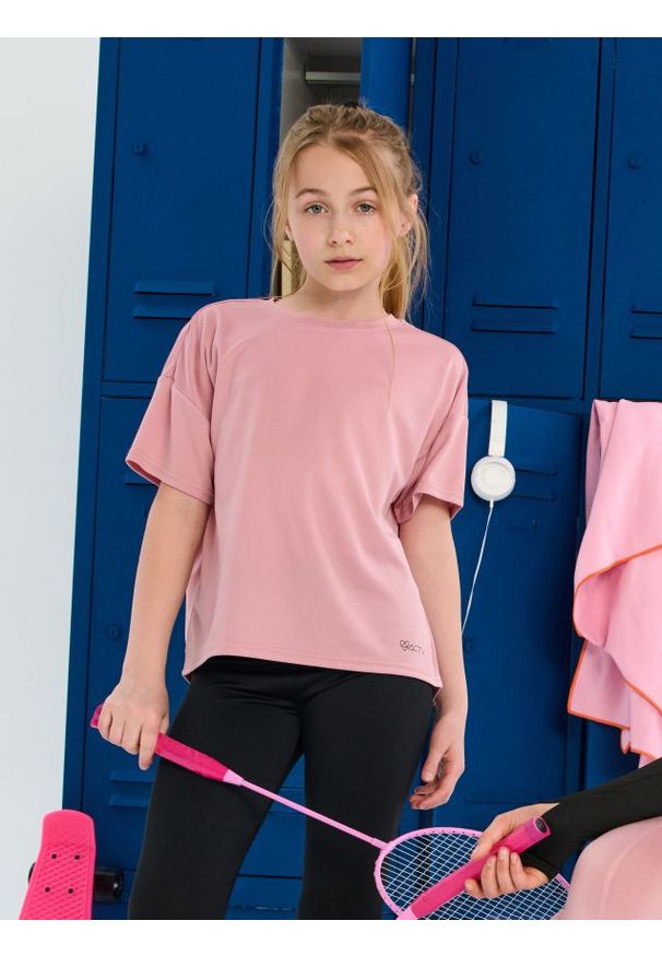 Sinsay - Koszulka sportowa Active - różowy. Kolor: różowy. Styl: sportowy