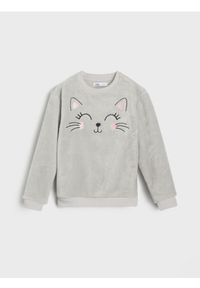 Sinsay - Bluza crewneck z haftem - szary. Kolor: szary. Wzór: haft #1