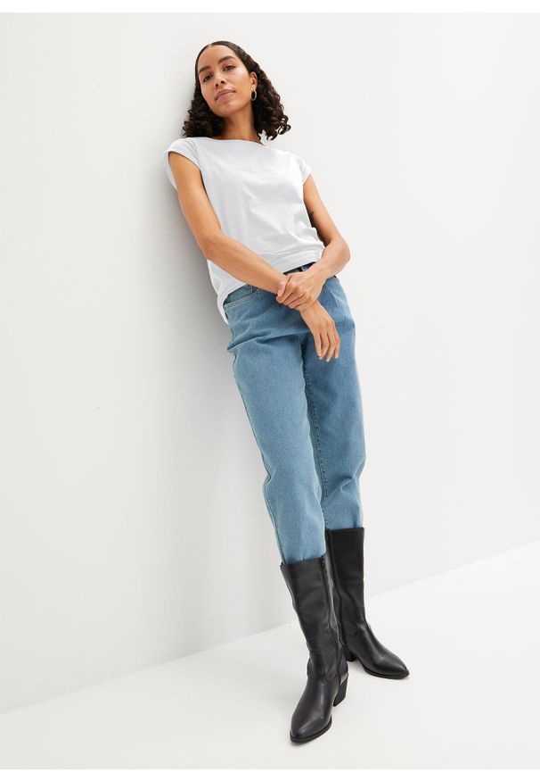 bonprix - Shirt bawełniany, krótki rękaw. Kolor: biały. Materiał: bawełna. Długość rękawa: krótki rękaw. Długość: krótkie