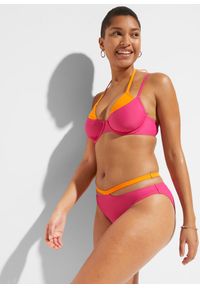 bonprix - Bikini na fiszbinach (2 części), z poliamidu z recyklingu. Kolor: różowy. Materiał: poliamid