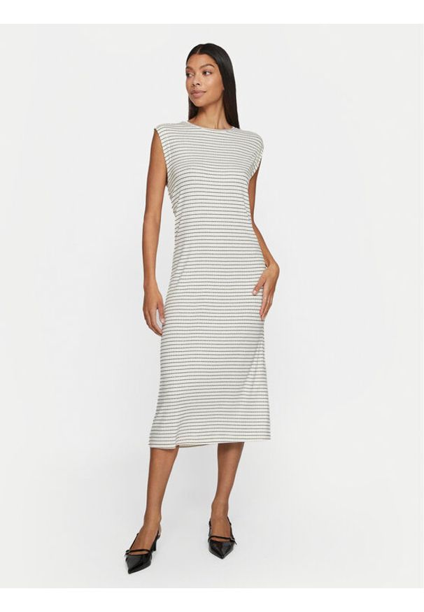 Vila Sukienka codzienna Lumira 14097196 Écru Regular Fit. Okazja: na co dzień. Materiał: wiskoza. Typ sukienki: proste. Styl: casual